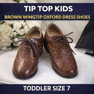 Tip Top Kids Brown Wingtip Oxford Dress Shoes Toddler Size 7